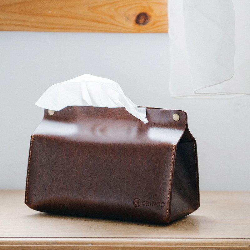 [Entry Ceremony] Leather Handmade Tissue Bag Leather Tissue Bag Cocoa Brown - Tissue Boxes - Genuine Leather Red