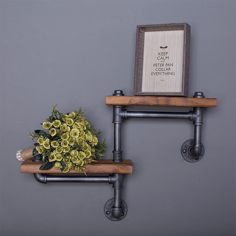 loft pipe rack wrought iron wall decoration bookshelf pot rack - ชั้นวาง/ตะกร้า - โลหะ 