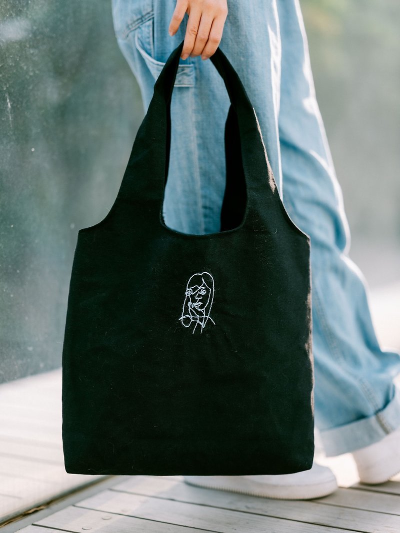 Blind Drawing Custom Embroidered Tote Bag Shoulder Bag