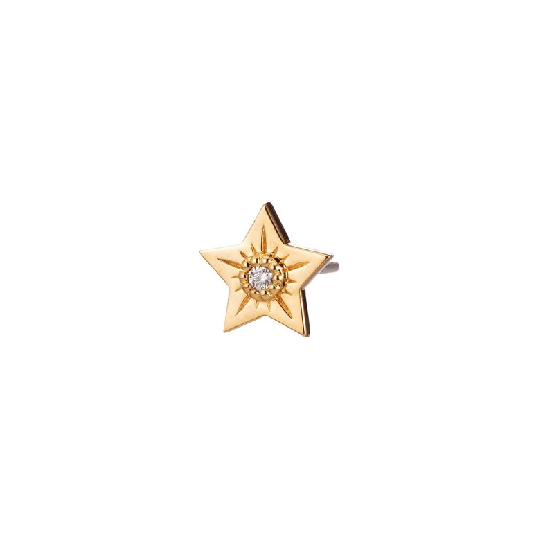 18K five-pointed star diamond small earring (single ear) - ต่างหู - เครื่องประดับ สีทอง