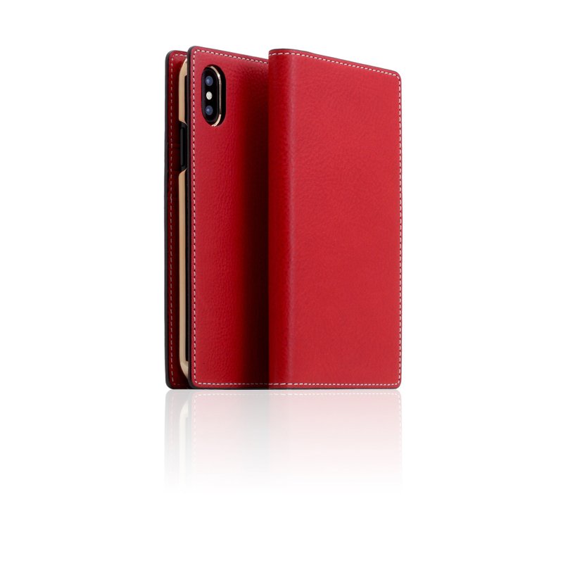 SLG Design iPhone Xs / X D6 IMBL 手工車線款 頂級真皮皮套- 紅 - 手機殼/手機套 - 真皮 紅色