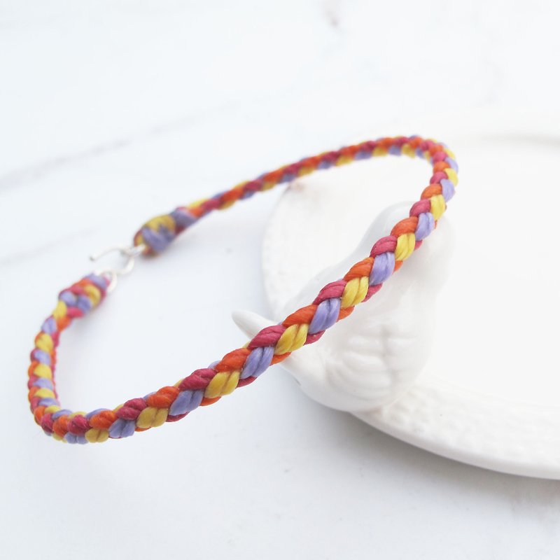 Big staff Taipa [manually made] four-line round edge × hand-woven wax rope anklet (optional 4 colors) - สร้อยข้อมือ - โลหะ หลากหลายสี