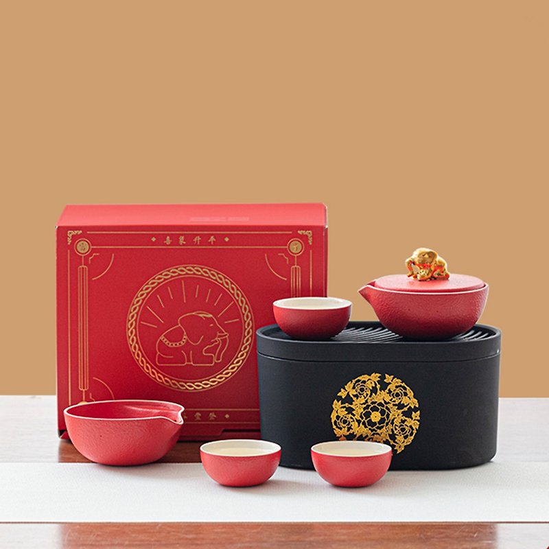 Forbidden City Court Culture | Wealthy and Auspicious Travel Tea Set One Pot Three Cups Red Dot Award Christmas Gift