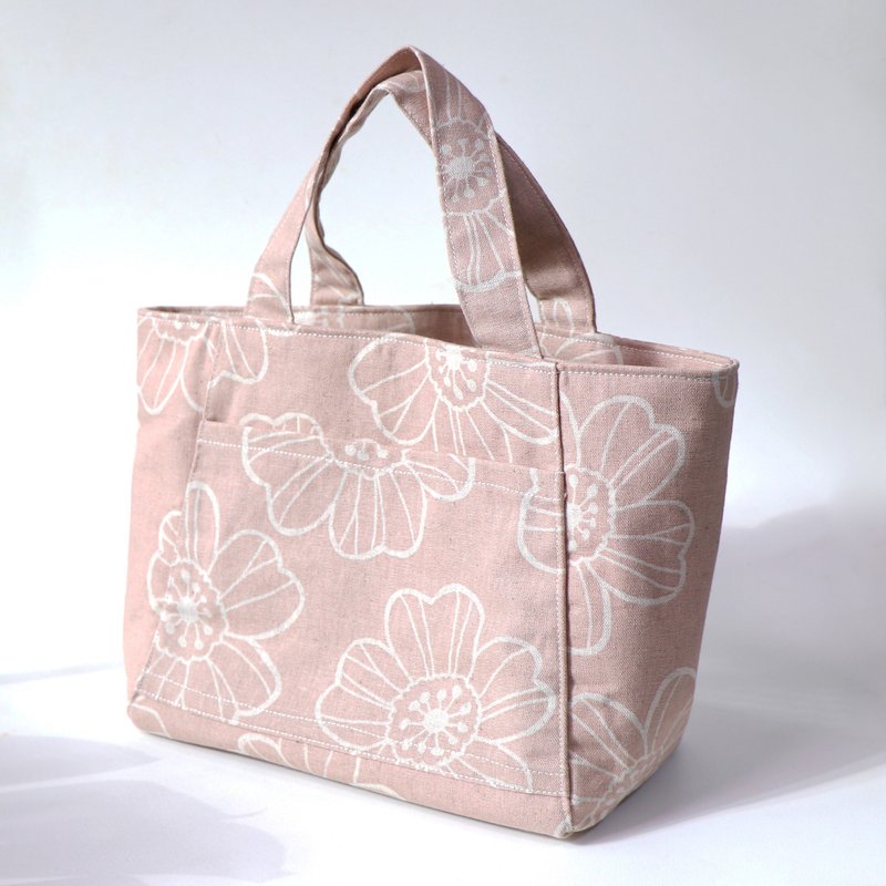 母親節活動【MY HANDMADE 】日系藕粉花朵提袋 l 日本棉布 l 手工 - 手提包/手提袋 - 棉．麻 