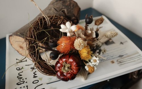 フラワーブーケ　『プリュヌエ』秋のフラワーリースとガーランド 春のフラワーガーデンリース＊プリザーブドフラワー リース