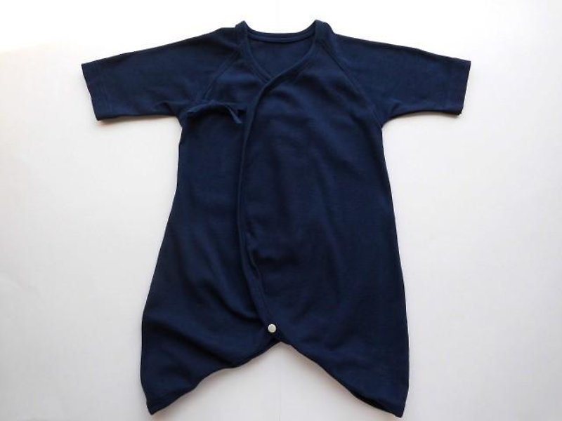 再・再出品・新生児用・オーガニックコットン・コンビ肌着・藍染め・50サイズ - 彌月禮盒 - 棉．麻 藍色
