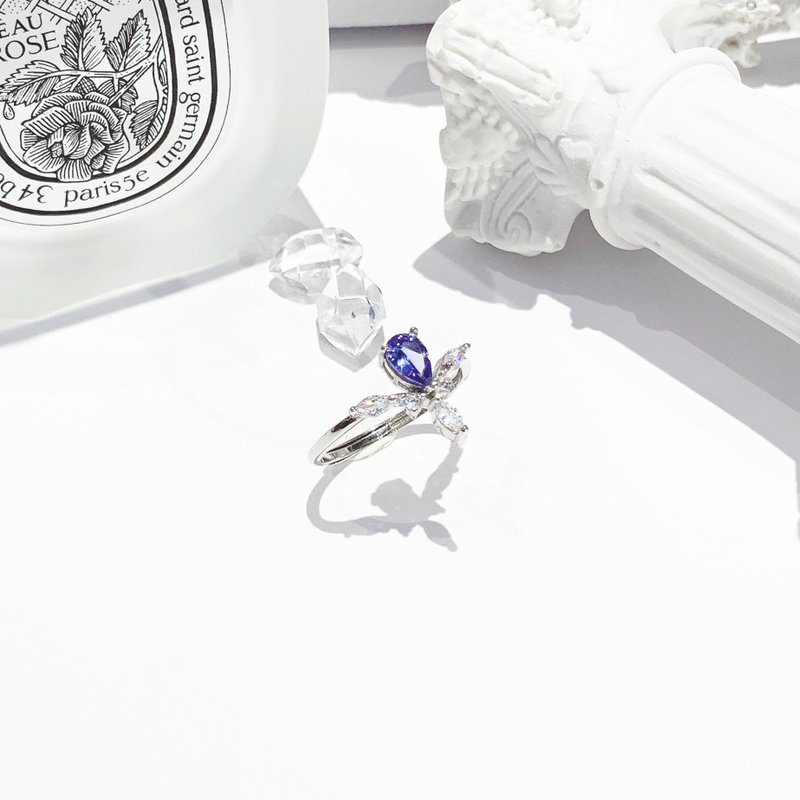 Natural Crystal Faceted Stone 925 Sterling Silver Birthstone Fairy Ring December Birth - แหวนทั่วไป - เงินแท้ หลากหลายสี