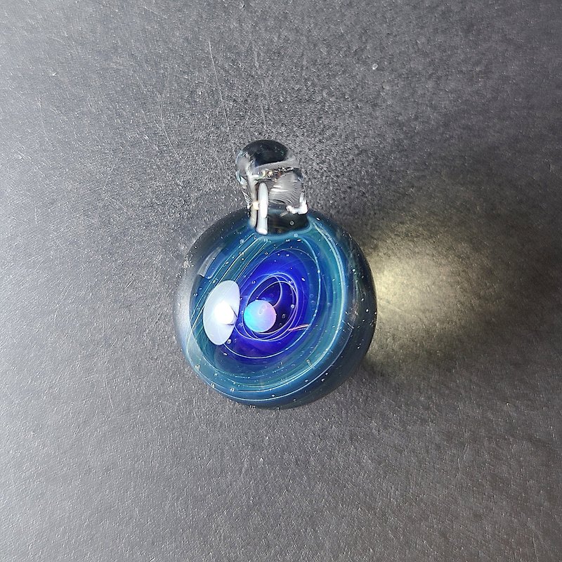 Universe Planets Space Handmade Lampwork Glass Pendant - Necklaces - Glass Green