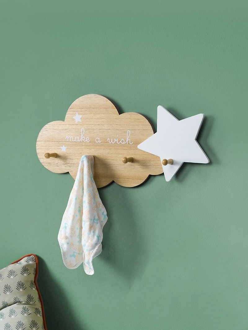 [Customized] Cloud Star/Hippo Hook Entrance Wall Key Storage Children's Room Creative Hook - ตะขอที่แขวน - ไม้ สีกากี