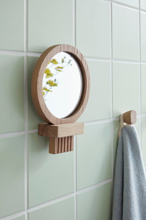 【Hübsch】－881215 Nordic style log comb shape hanging mirror makeup mirror