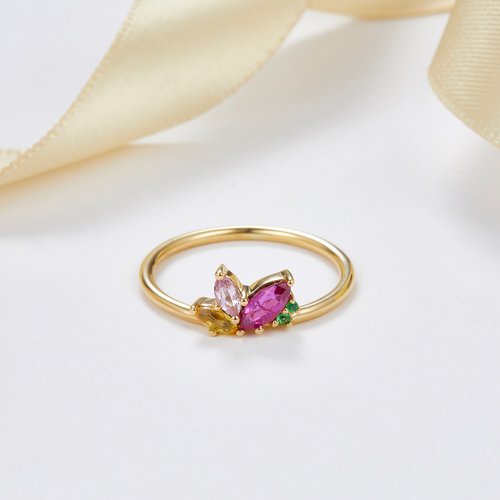 Purplemay Jewellery 【PurpleMay Jewellery】18K金馬眼形彩色藍寶石戒指 - R064