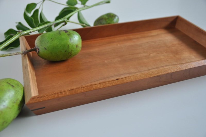 A little deep tray of black cherries - Serving Trays & Cutting Boards - Wood 