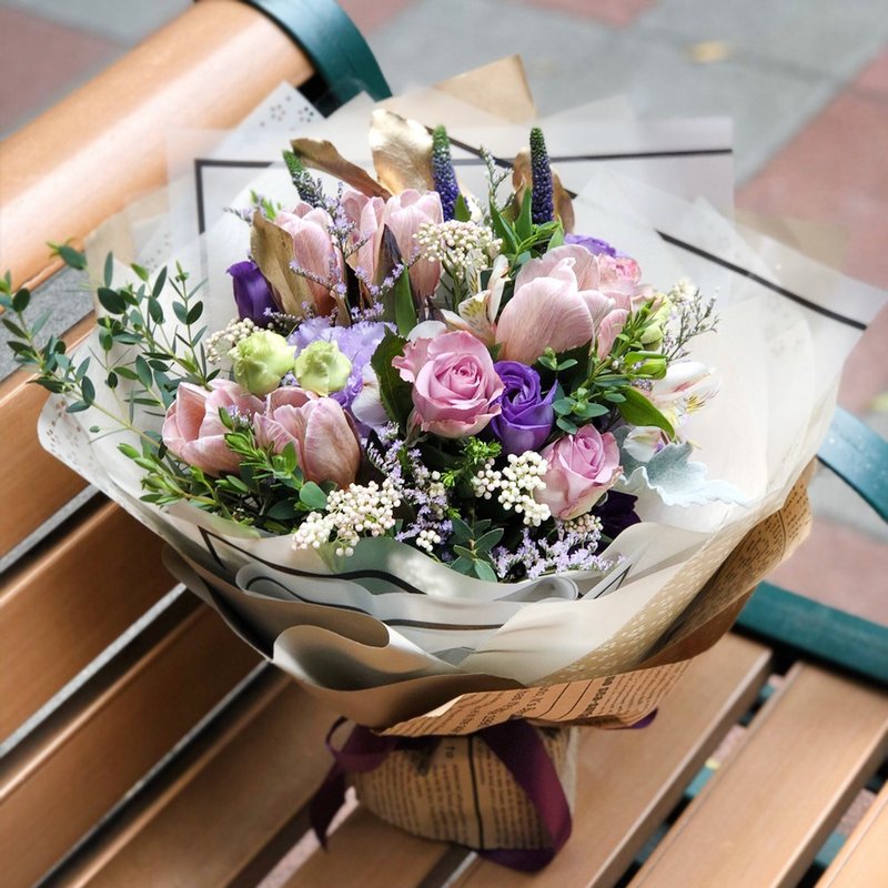 鬱金香仙子鮮花花束 | 畢業 生日首選 | 台北可自取 - 乾燥花/永生花 - 植物．花 紫色