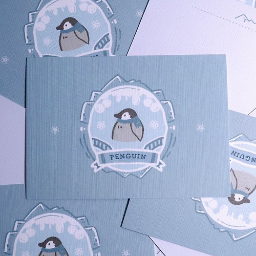 灰塵工作室 灰塵明信片-動物系列 | 企鵝明信片 | 手繪明信片 文具 文創