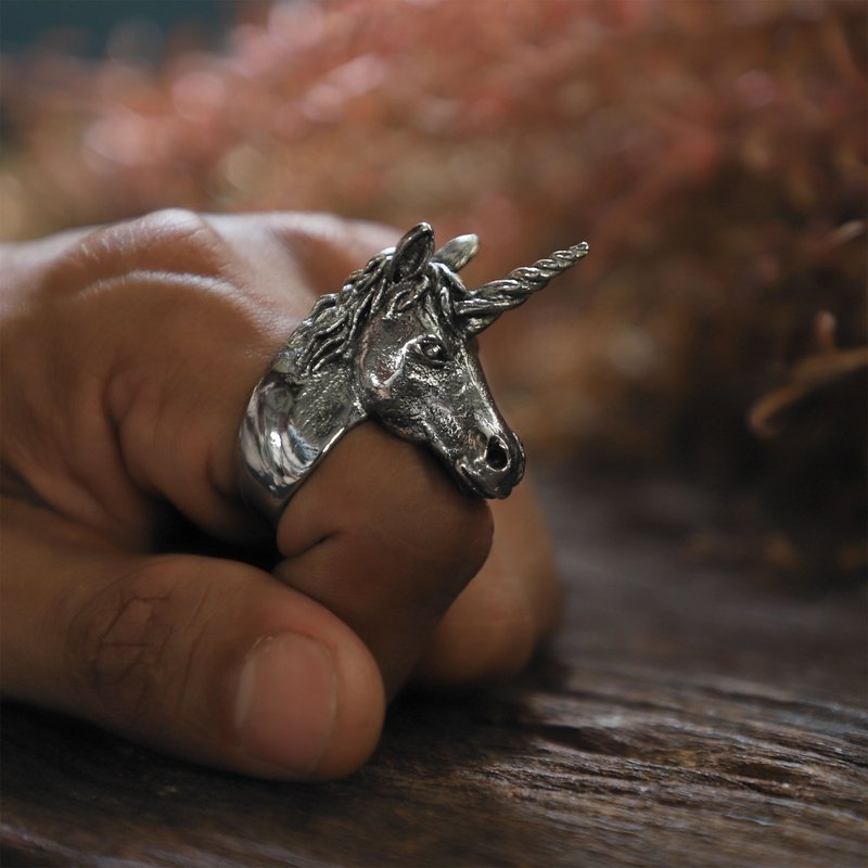 Unicorn Horse Ring for men made of sterling silver 925 Equestrian style - General Rings - Sterling Silver Silver