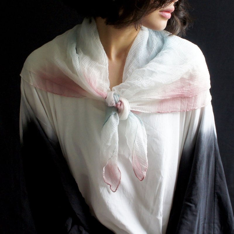 Natural dye - silk scarf - ผ้าพันคอ - ผ้าไหม สีน้ำเงิน