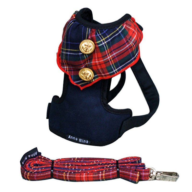 スコットランドチェストストラップゴールドのバックルプラス綱で一般的なペットハーネス/猫と犬 - 首輪・リード - コットン・麻 