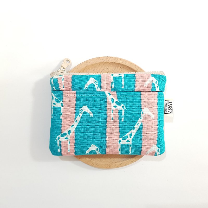 [Giraffe-Blue] Coin Purse Clutch Bag with Zipper Bag Christmas Exchange Gift