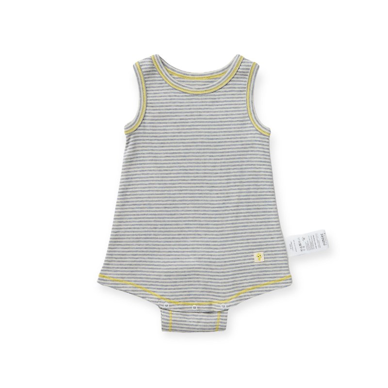 Extended Onesie, Sleeveless, Dusty Gray × Yellow - Onesies - Eco-Friendly Materials Gray