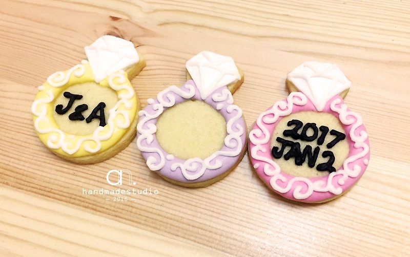 Wedding Small Items-Shiny Diamond Ring Shaped Biscuits (10pcs) by anPastry - Handmade Cookies - Fresh Ingredients 