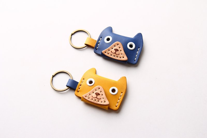 Tea leather beep beep cat key ring induction magnetic buckle can be [free lettering 1-7 characters] cat series