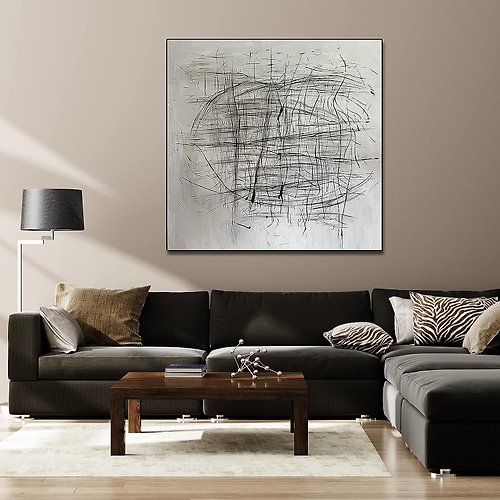 TrendGallery Abstract Black And White Oil Painting Figurative Modern Wall Hanging Artwork