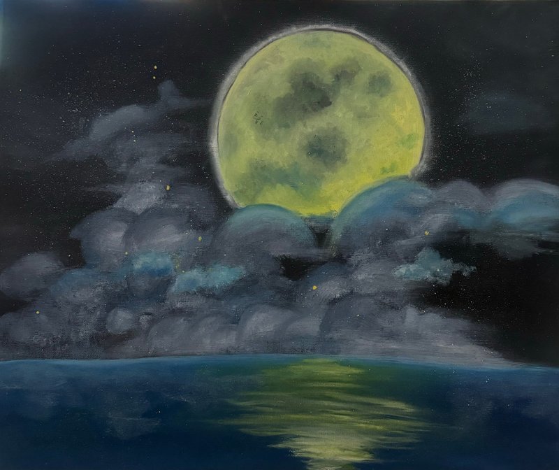 Bright Moon - วาดภาพ/ศิลปะการเขียน - ลินิน สีดำ