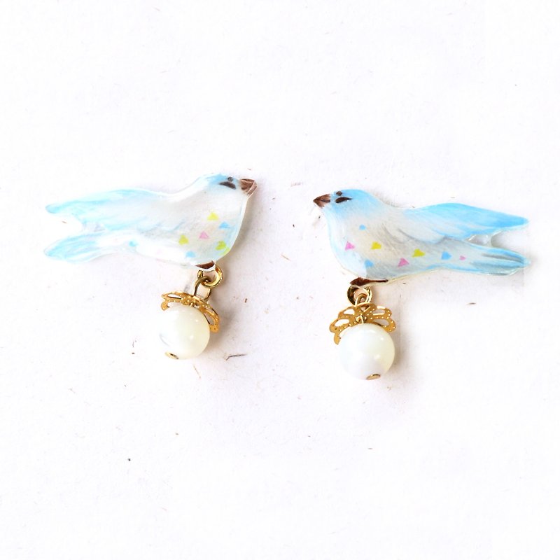 Blue Bird earrings - ต่างหู - พลาสติก 