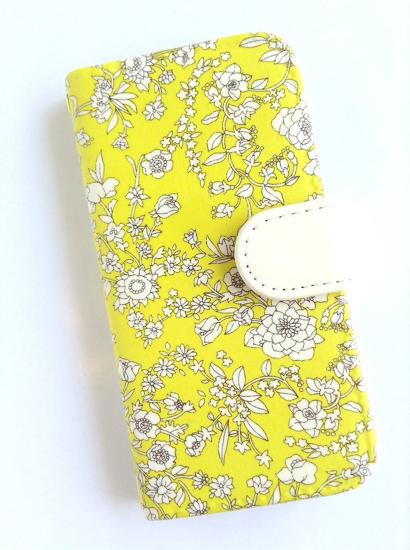 Liberty iphone6 ​​6S pocketbook type leather case Summer • Blooms - Phone Cases - Genuine Leather Yellow