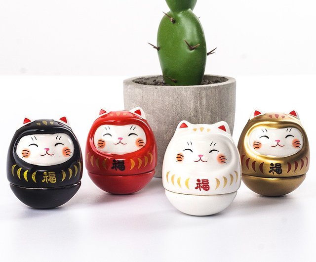 Tumbler Fortune Cat Figurine Japanese Style Fortune Cat Ornament Desktop  Cat Decor 