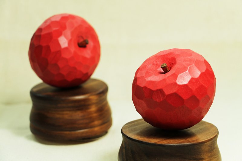 Wooden Apple Music Box--Passionate Red Apple--Woodcut--Handmade--