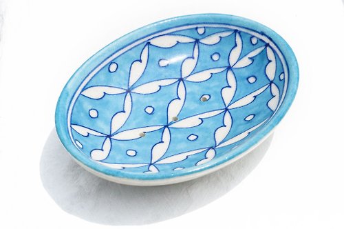 omhandmade 手繪地中海風陶瓷碟 陶瓷飾品碟 摩洛哥風格肥皂碟 線香台-法國