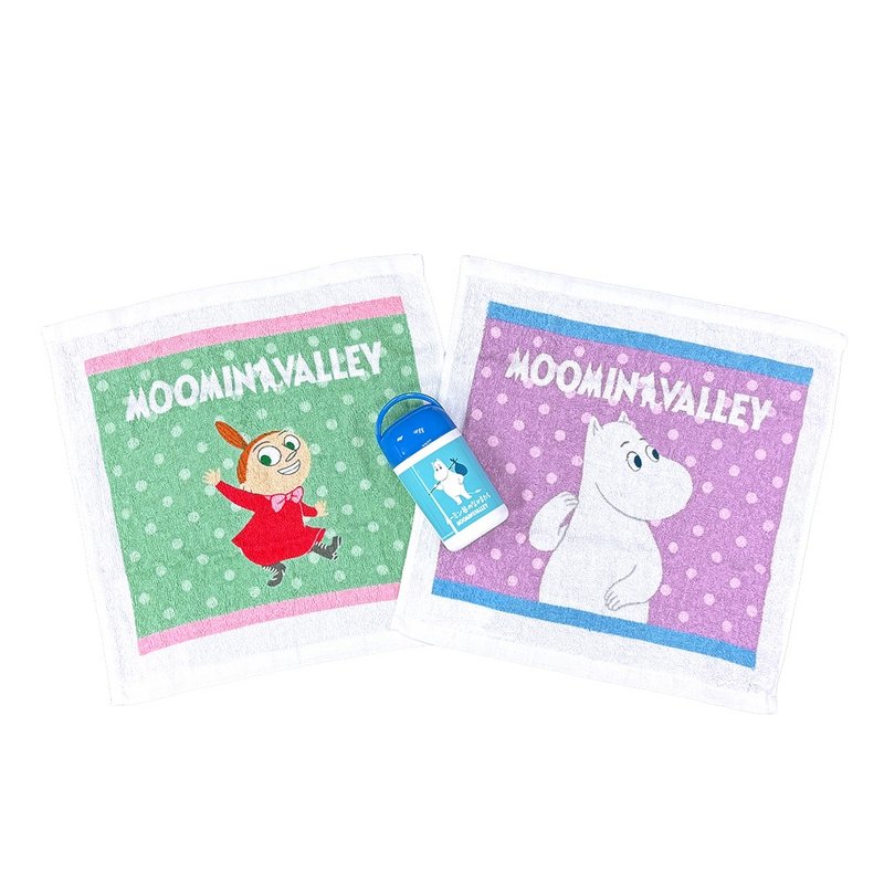 日本丸真 Moomin 純棉洗臉巾二入組(附提把外盒) 姆明和小不點 - 毛巾/浴巾 - 棉．麻 