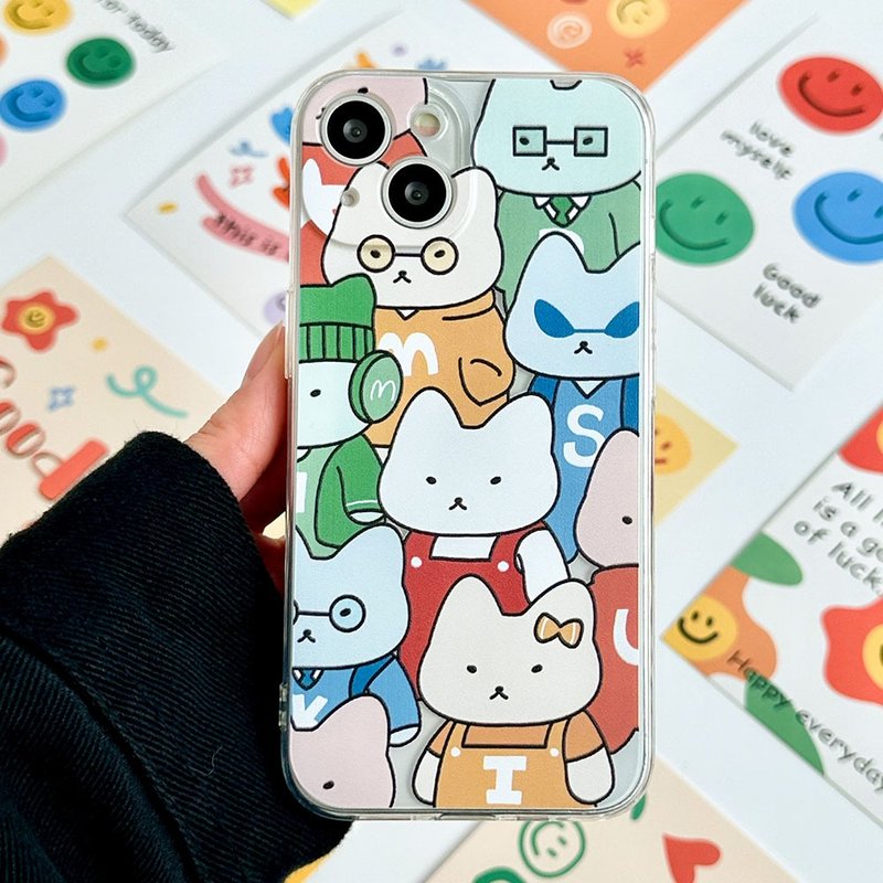 iPhone 16/15/14/13/12/11/XS/XR/7/8/SE2/SE3 Cat Transparent Phone Case - 手機殼/手機套 - 塑膠 多色
