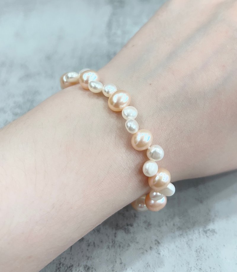 Colorful Pearl Bracelet White Beads Powder Beads 925 Sterling Silver - Bracelets - Pearl 