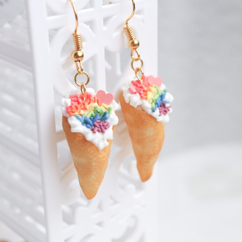Love Rainbow Crepe Earring Single Dessert Ornament