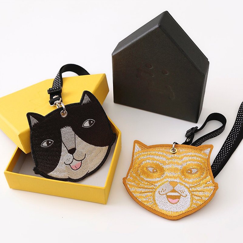 Meow~ Embroidered ID Card Set Series / Benz Meow and Orange Meow - ID & Badge Holders - Cotton & Hemp Yellow
