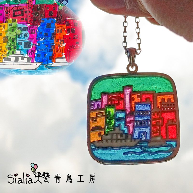 親子珠寶 把小孩的塗鴉變成純銀首飾 平面琺瑯 - 項鍊 - 純銀 多色