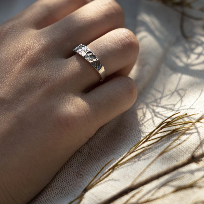 Stepping Stone Practice – Stone surface sterling silver ring - แหวนทั่วไป - เงินแท้ สีเงิน