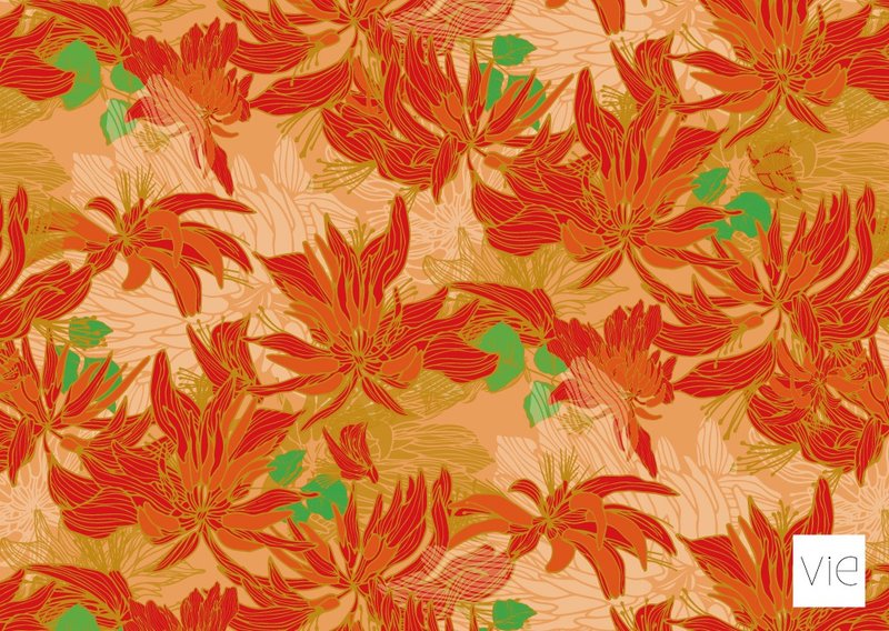 Hand-painted printed pattern card - Jindian elegant Erythrina flower - การ์ด/โปสการ์ด - กระดาษ สีส้ม