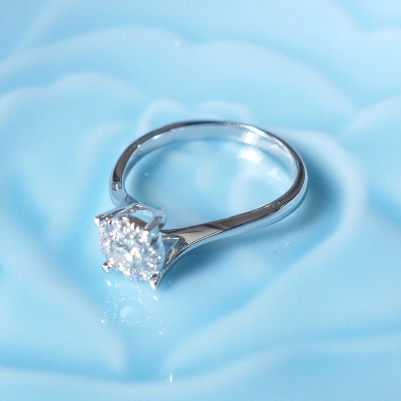 7000美金的效果(環保商品)9+1粒培植鑽石圍石戒指-波浪款 - 戒指 - 寶石 銀色