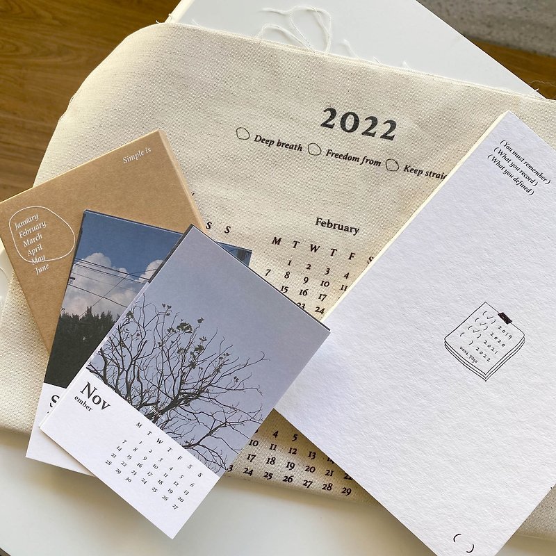 Simple is 2022 Combination Preferential Handbook Monthly Calendar Card Wall Calendar - Posters - Cotton & Hemp White