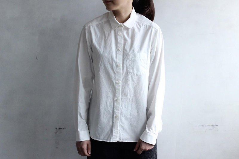 タイプライタースタンダードシャツ/White - 女上衣/長袖上衣 - 棉．麻 白色