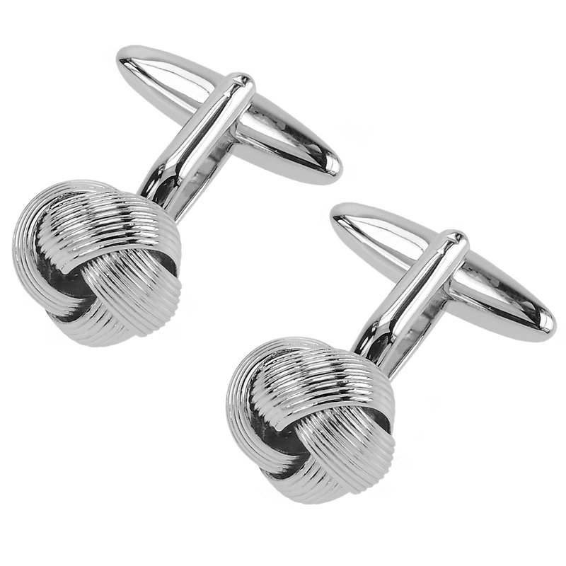 Silver Ribbed Rail Knot Cufflinks - Cuff Links - Other Metals Silver