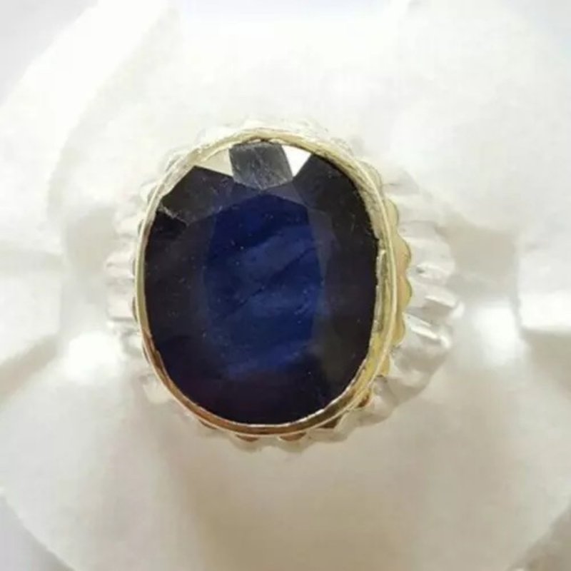 Natural dark deep blue kashmir sapphire stone ring for men and women halo ring - 戒指 - 寶石 藍色