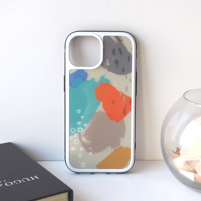 Tempered Glass iPhone Case - Earth-coloured watercolours - - Phone Cases - Plastic Khaki