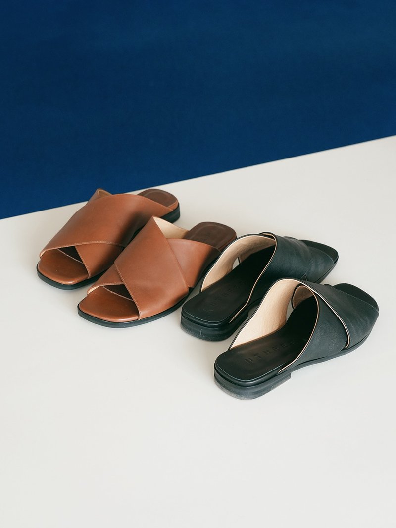 クロスオーバーミュール - ブラック - ストラップサンダル - 革 ブラック