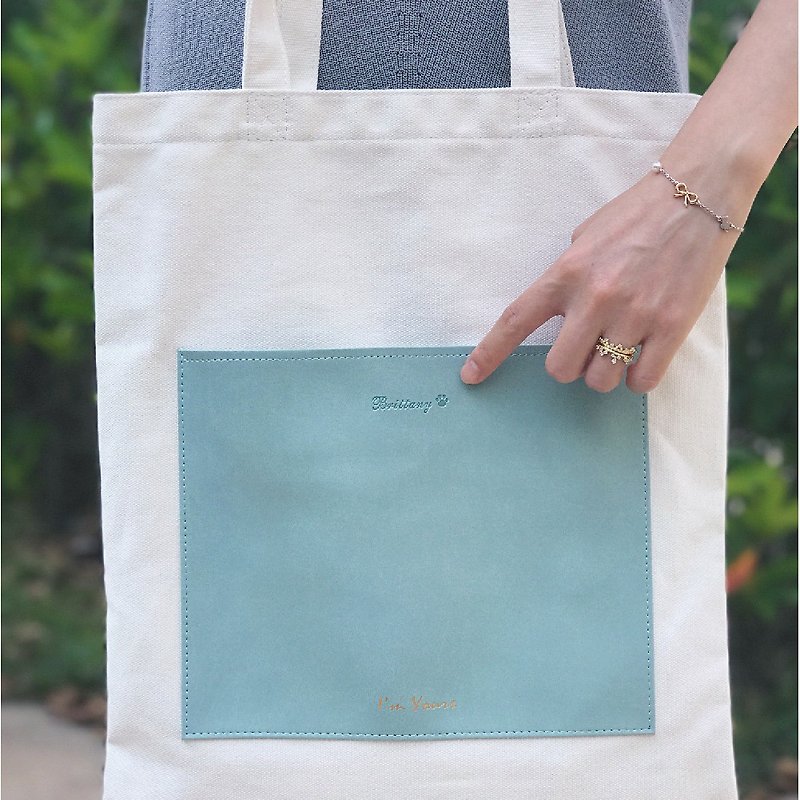 Personalized Canvas Tote With Pocket - Handbags & Totes - Cotton & Hemp White