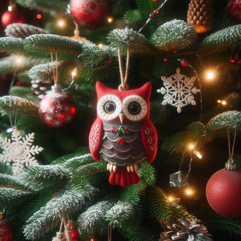 [Christmas/New Year Gift] Smiling Owl Knitting Series | Welcome the festive season and New Year with joy - Knitting, Embroidery, Felted Wool & Sewing - Thread Red