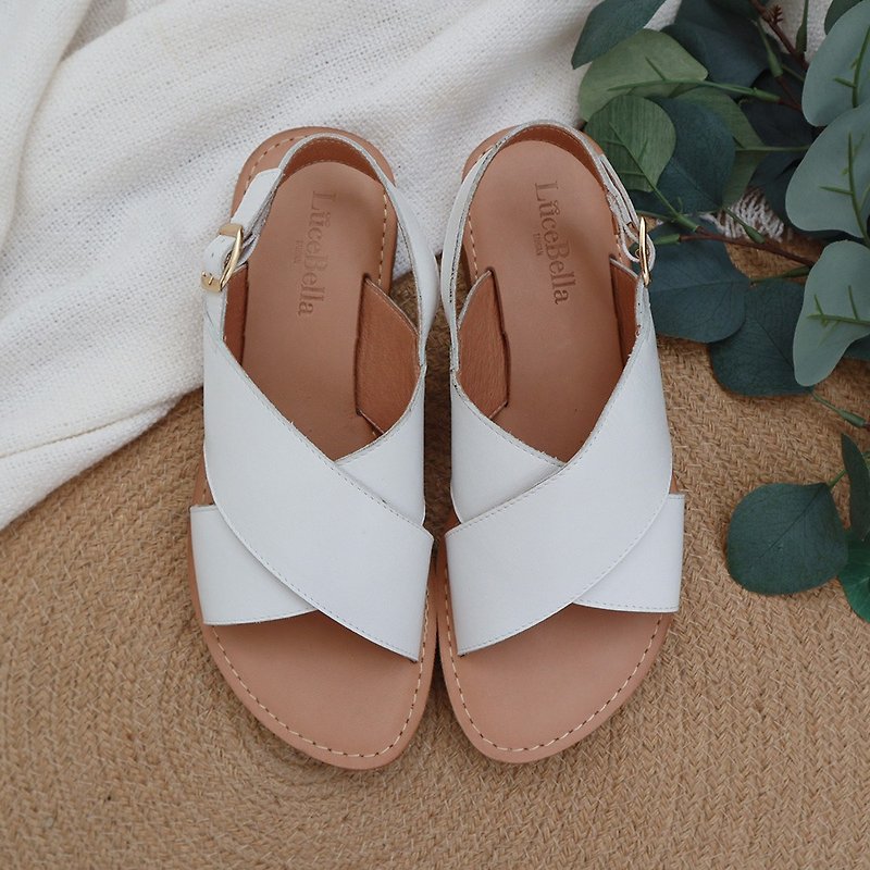 【Summer breeze】leather sandals-White